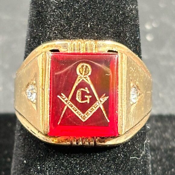 Unique Vintage Other - Vintage mASONIC RING 10K GOLD FILLED ART DECO STYLE MEN'S 9 VINTAGE MASONRY